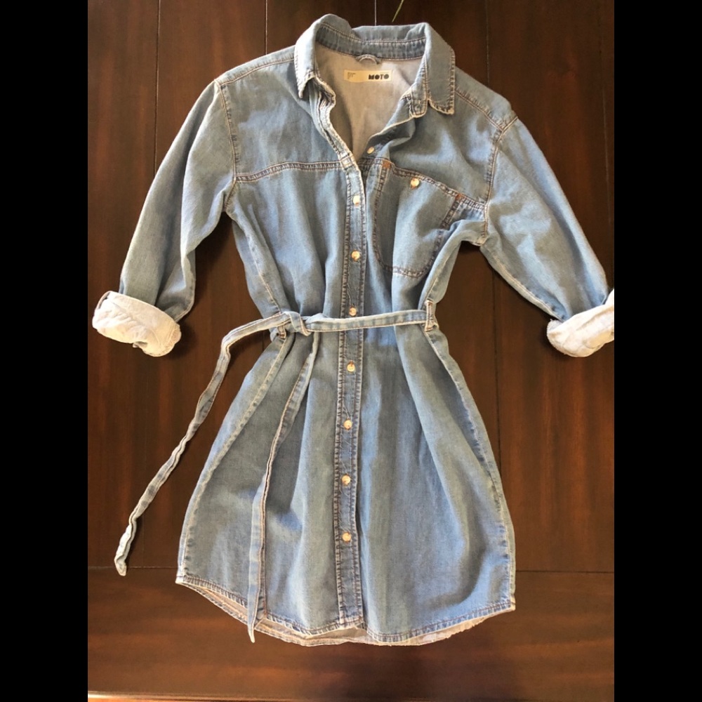 Topshop MOTO Denim Button Up Dress